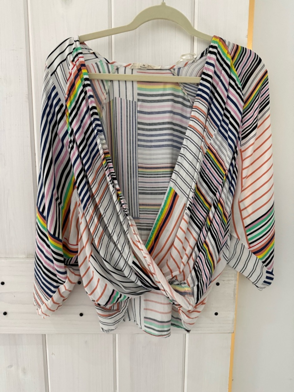 lovestitch Multicolor Striped Surplice Wrap Blouse